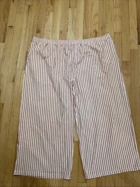 Storq Cotton Tan Red Striped Pull on Wide Leg Pants Sz 3XL